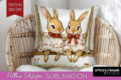 Easter Pillow Sublimation - Floral Easter Pillow Cover PNG Product Image 1