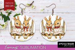 Easter Round Earrings - Floral Easter PNG Sublimation Product Image 1