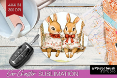 Easter Car Coaster - Floral Easter Coaster PNG Sublimation Product Image 1