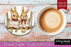 Easter Round Coaster - Floral Easter Coaster PNG Sublimation Product Image 1