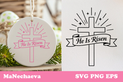 Christian Easter SVG | He Is Risen Cross Sublimation Product Image 1