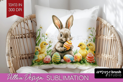 Easter Pillow Sublimation - Floral Easter Pillow Cover PNG Product Image 1