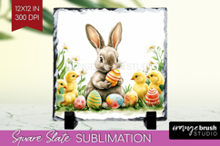 Easter Slate PNG - Floral Easter Square Slate Sublimation Product Image 1