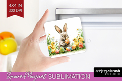Easter Magnet Sublimation - Floral Easter Square Magnet PNG Product Image 1