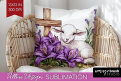 Easter Pillow Sublimation - Floral Easter Pillow Cover PNG Product Image 1