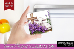 Easter Magnet Sublimation - Floral Easter Square Magnet PNG Product Image 1