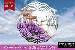 Easter Wind Spinner Sublimation PNG - Floral Easter Round Product Image 1
