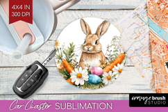 Easter Car Coaster - Floral Easter Coaster PNG Sublimation Product Image 1