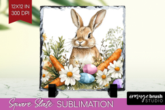 Easter Slate PNG - Floral Easter Square Slate Sublimation Product Image 1