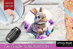 Easter Car Coaster - Floral Easter Coaster PNG Sublimation Product Image 1
