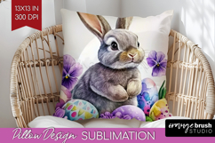 Easter Pillow Sublimation - Floral Easter Pillow Cover PNG Product Image 1