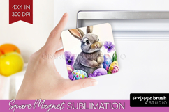 Easter Magnet Sublimation - Floral Easter Square Magnet PNG Product Image 1