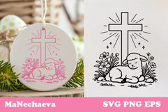 Christian Easter Lamb SVG | Cross Resurrection Design Product Image 1