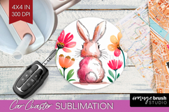 Easter Car Coaster - Floral Easter Coaster PNG Sublimation Product Image 1