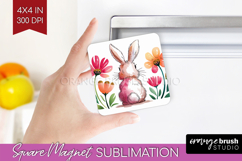 Easter Magnet Sublimation - Floral Easter Square Magnet PNG Product Image 1