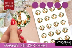 Easter Round Sticker - Floral Easter Printable Sticker Sheet Product Image 1