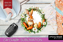 Easter Car Coaster - Floral Easter Coaster PNG Sublimation Product Image 1