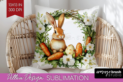 Easter Pillow Sublimation - Floral Easter Pillow Cover PNG Product Image 1