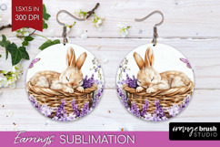 Easter Round Earrings - Floral Easter PNG Sublimation Product Image 1
