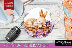 Easter Car Coaster - Floral Easter Coaster PNG Sublimation Product Image 1