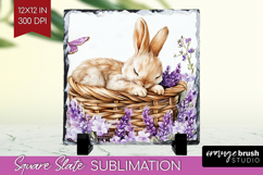 Easter Slate PNG - Floral Easter Square Slate Sublimation Product Image 1