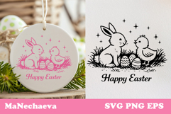 Happy Easter Bunny and Chick SVG | Cute Sublimation Design Product Image 1