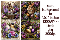 Easter Backgrounds, Easter Card, Bunny, Easter Flowers, s2 Product Image 2