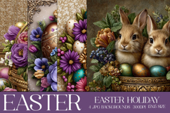 Easter Backgrounds, Easter Card, Bunny, Easter Flowers, s3 Product Image 1