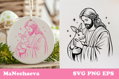 Jesus Holding Bunny SVG | Christian Easter Sublimation Product Image 1