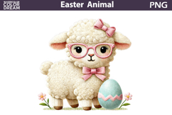 Lamb Easter Egg Clipart | Spring Farm Animal Sublimation Product Image 1