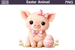 Pig Easter Egg Clipart | Spring Farm Animal Sublimation Product Image 1