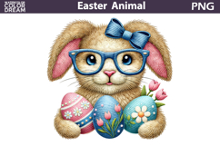 Bunny Glasses Easter Egg Clipart | Spring Farm Animal Sublim Product Image 1