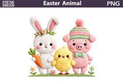 Animals Easter Egg Clipart | Spring Farm Animal Sublimation Product Image 1