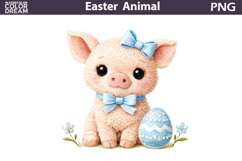 Pig Easter Egg Clipart | Spring Farm Animal Sublimation Product Image 1