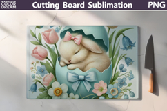 Sleeping Easter Bunny Design | Spring Cutting Board Product Image 1