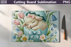 Sleeping Easter Lamb Design | Spring Cutting Board Product Image 1