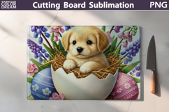 Easter Puppy Nest Design | Spring Cutting Board Product Image 1