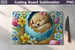 Sleeping Easter Puppy Design | Spring Cutting Board Product Image 1