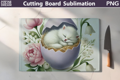 Sleeping Easter Kitten Design | Spring Cutting Board Product Image 1