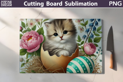 Easter Kitten Egg Design | Spring Cutting Board Product Image 1