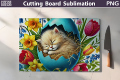 Easter Sleeping Kitten Egg | Spring Cutting Board Product Image 1