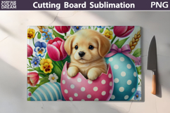Easter Puppy Egg Design | Spring Cutting Board Product Image 1