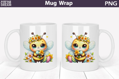 Easter Bee Mug Wrap PNG | Spring Floral Sublimation Product Image 1