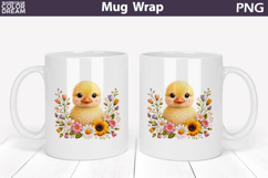 Duck Floral Mug Wrap | Spring Animal Mug Sublimation Product Image 1