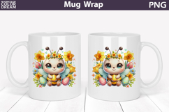 Easter Bee Mug Wrap PNG | Spring Floral Sublimation Product Image 1