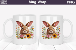 Bunny Floral Mug Wrap | Spring Animal Mug Sublimation Product Image 1