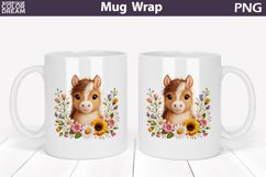 Horse Floral Mug Wrap | Spring Animal Mug Sublimation Product Image 1