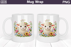 Lamb Floral Mug Wrap | Spring Animal Mug Sublimation Product Image 1