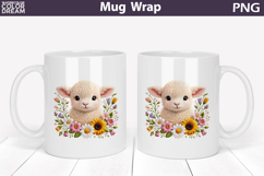 Lamb Floral Mug Wrap | Spring Animal Mug Sublimation Product Image 1