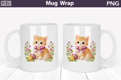 Cat Floral Easter Eggs Mug Wrap | Spring Animal Mug Product Image 1